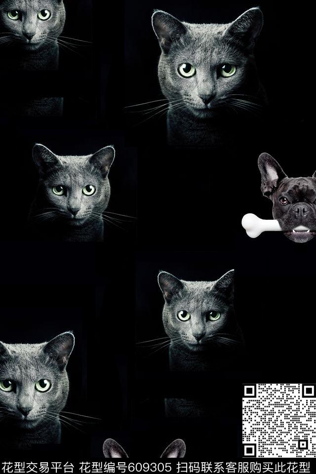 狗猫动物数码印花华亿平台下载（图片编号: 609305） - 瓦栏（Walan）