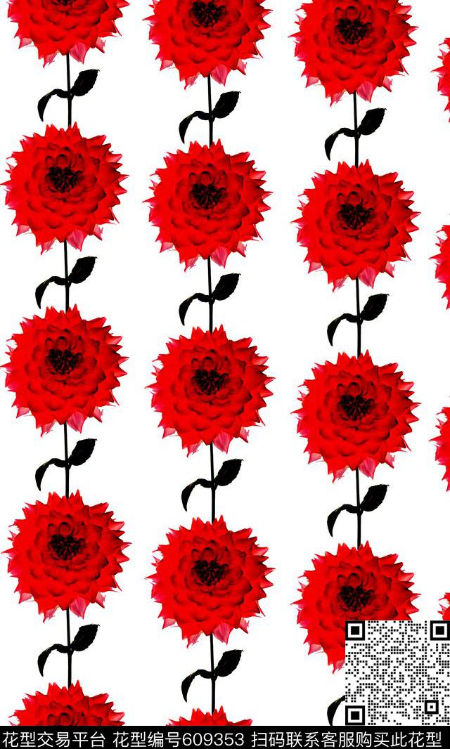 花卉组合简约时尚数码印花华亿平台下载（图片编号: 609353） - 瓦栏（Walan）