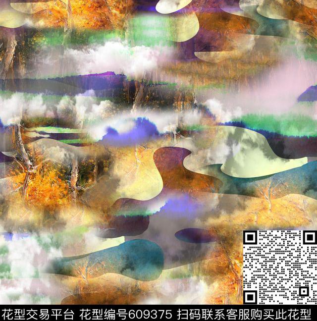 抽象大气数码花几何云纹数码印花华亿平台下载（图片编号: 609375） - 瓦栏（Walan）