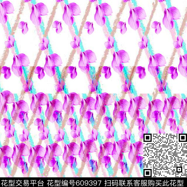 趣味花朵女装数码印花华亿平台下载（图片编号: 609397） - 瓦栏（Walan）