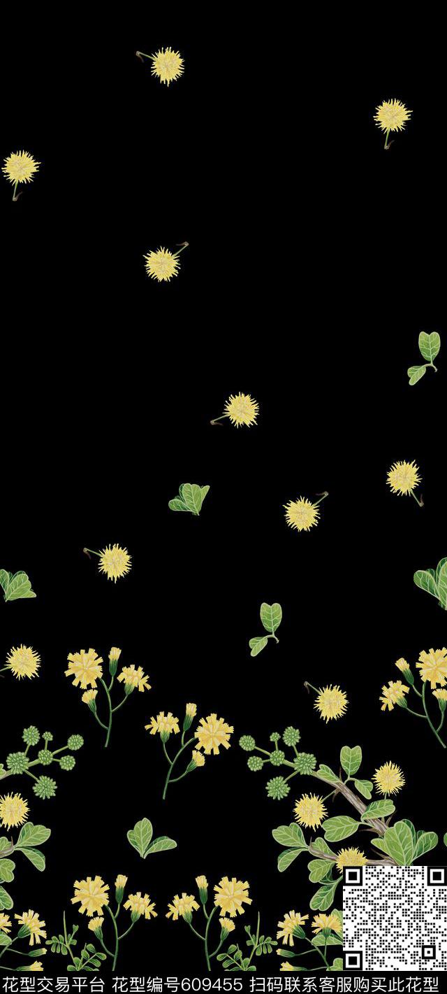 雏菊花瓣大花数码印花华亿平台下载（图片编号: 609455） - 瓦栏（Walan）