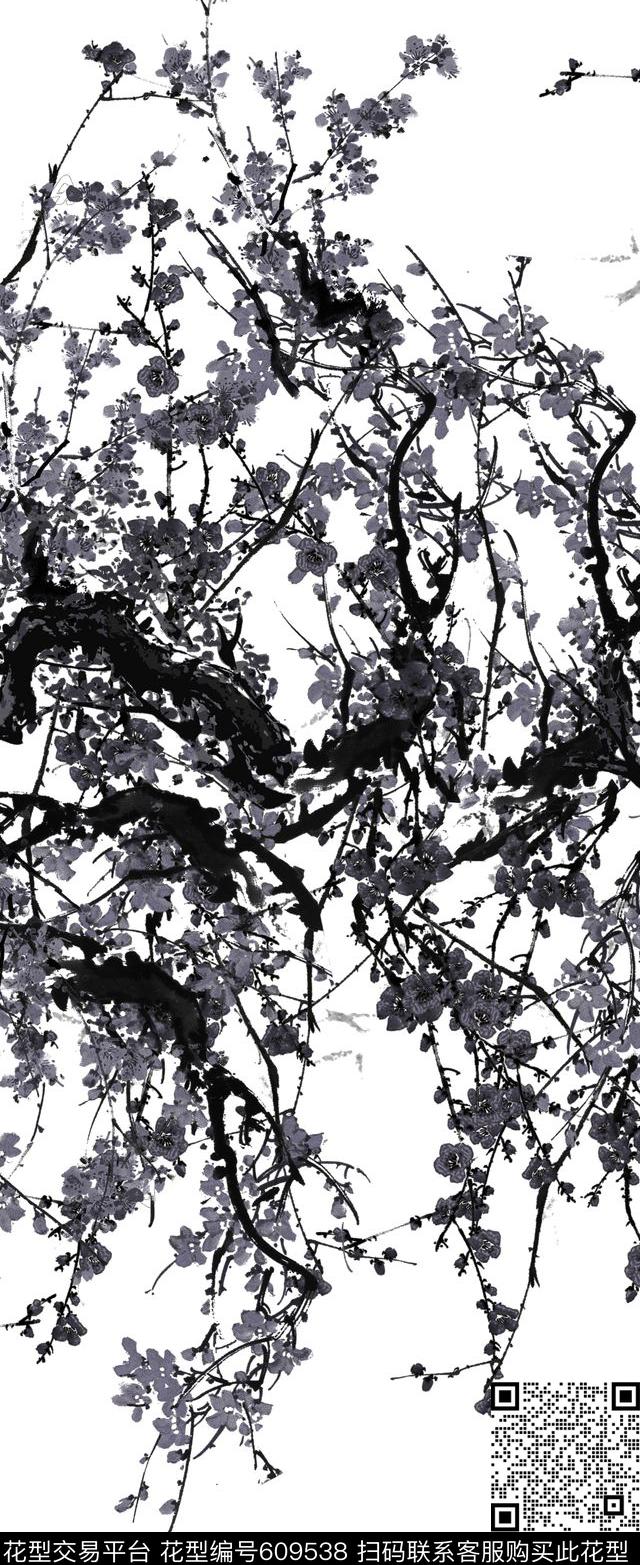 植物黑白花民族风数码印花华亿平台下载（图片编号: 609538） - 瓦栏（Walan）