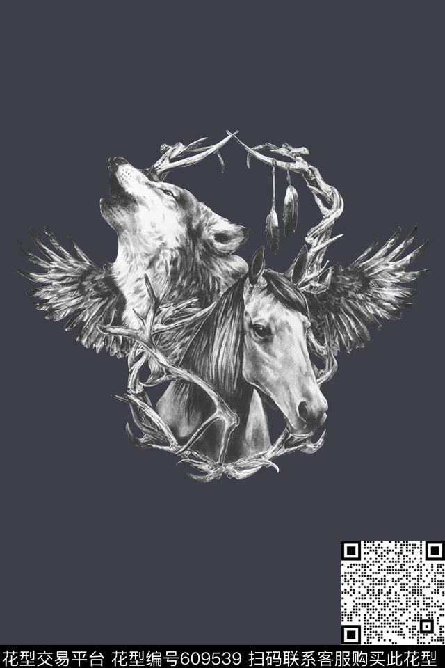 男装羽毛马头数码印花华亿平台下载（图片编号: 609539） - 瓦栏（Walan）
