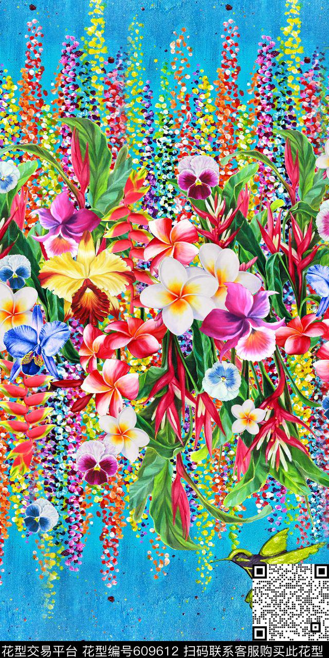 花卉兰花热带花卉数码印花华亿平台下载（图片编号: 609612） - 瓦栏（Walan）