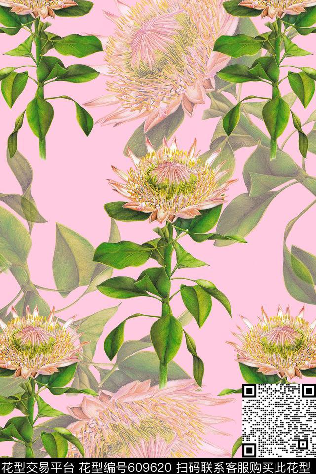 向日葵大花花朵数码印花华亿平台下载（图片编号: 609620） - 瓦栏（Walan）