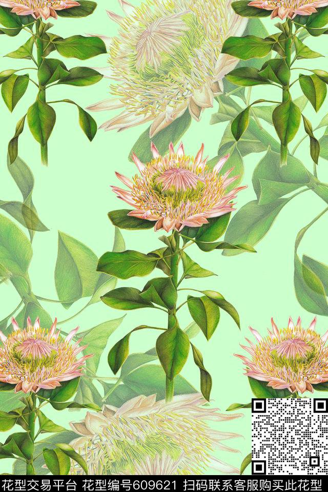 向日葵大花花朵数码印花华亿平台下载（图片编号: 609621） - 瓦栏（Walan）