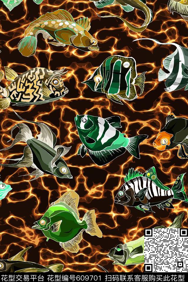 热带雨水波纹传统印花华亿平台下载（图片编号: 609701） - 瓦栏（Walan）