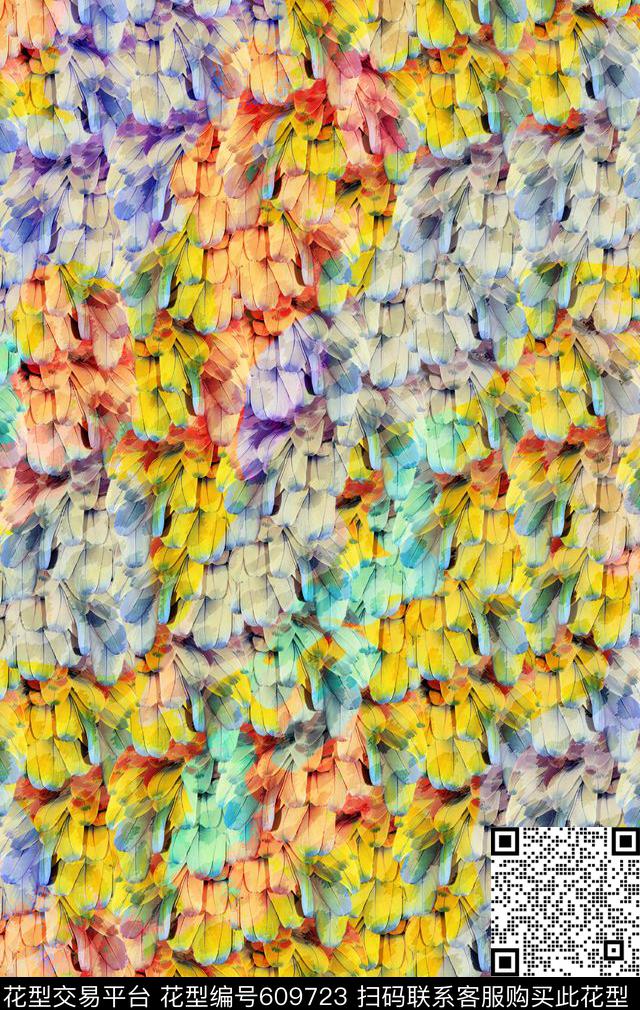 羽毛动物纹男装女装图案数码印花华亿平台下载（图片编号: 609723） - 瓦栏（Walan）