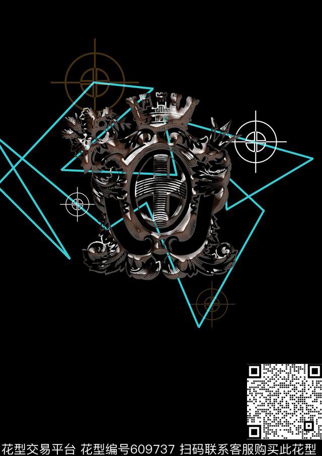 T恤不规则几何几何数码印花华亿平台下载（图片编号: 609737） - 瓦栏（Walan）
