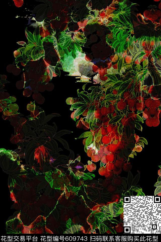 抽象水果烟雾果荔枝数码印花华亿平台下载（图片编号: 609743） - 瓦栏（Walan）