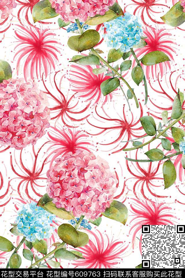 裙子印花艳丽花卉清爽数码印花华亿平台下载（图片编号: 609763） - 瓦栏（Walan）