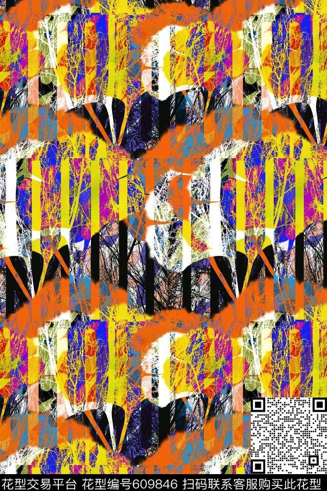 时尚抽象休闲数码印花华亿平台下载（图片编号: 609846） - 瓦栏（Walan）