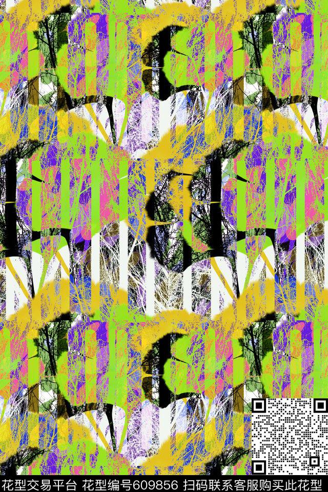 时尚抽象休闲数码印花华亿平台下载（图片编号: 609856） - 瓦栏（Walan）