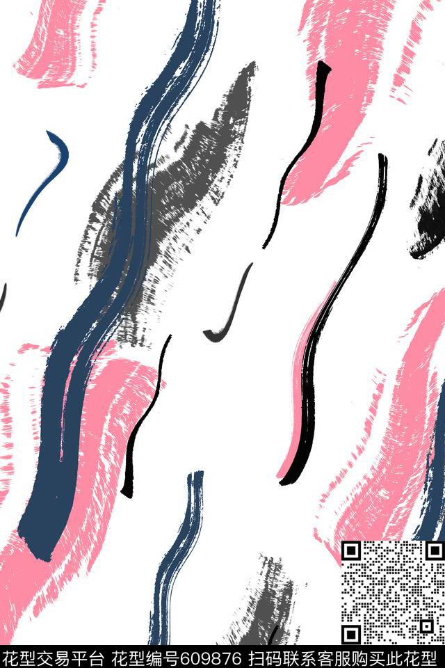 手绘笔触涂鸦传统印花华亿平台下载（图片编号: 609876） - 瓦栏（Walan）