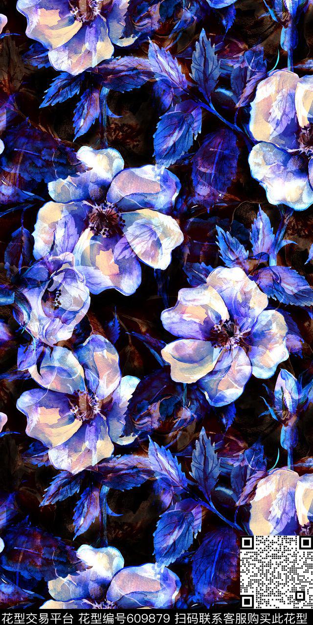 个性花卉时尚印花数码印花华亿平台下载（图片编号: 609879） - 瓦栏（Walan）