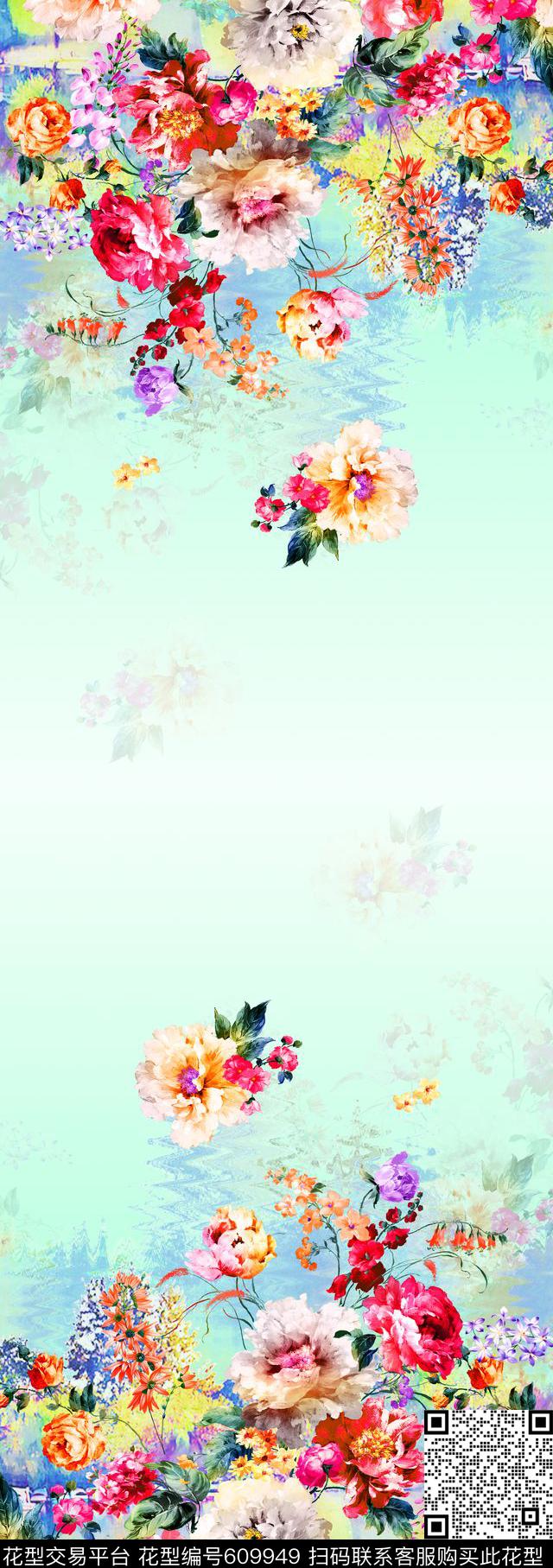 围巾华亿平台双边定位花卉数码印花华亿平台下载（图片编号: 609949） - 瓦栏（Walan）