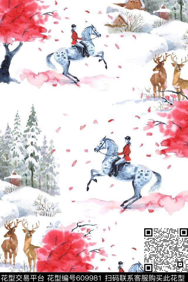 雪山风景马数码印花华亿平台下载（图片编号: 609981） - 瓦栏（Walan）