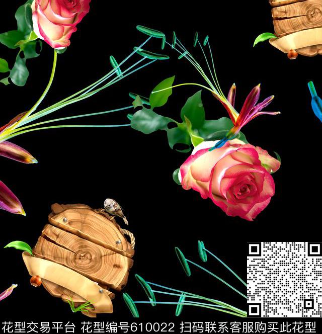 浪漫花卉青春数码印花华亿平台下载（图片编号: 610022） - 瓦栏（Walan）