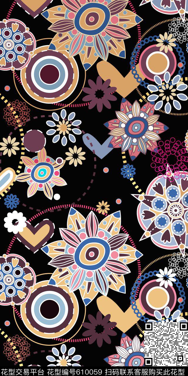 解构几何圆点传统印花华亿平台下载（图片编号: 610059） - 瓦栏（Walan）