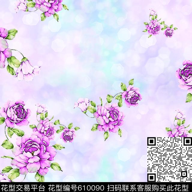 牡丹花卉传统印花华亿平台下载（图片编号: 610090） - 瓦栏（Walan）