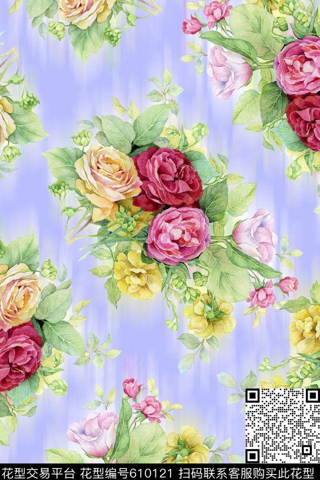 艳丽女装花卉印花清爽靓丽数码印花华亿平台下载（图片编号: 610121） - 瓦栏（Walan）