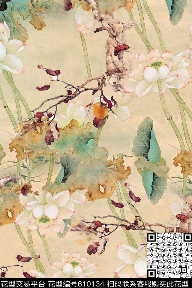 荷花数码花数码印花华亿平台下载（图片编号: 610134） - 瓦栏（Walan）