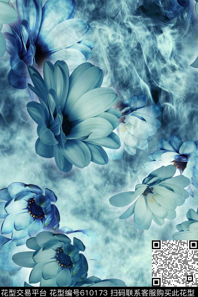 中国风水墨画旗袍印花数码印花华亿平台下载（图片编号: 610173） - 瓦栏（Walan）