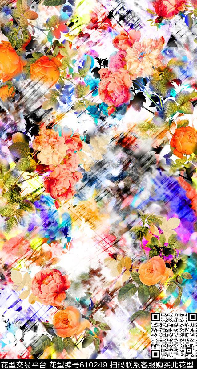 迪拜花卉数码印花华亿平台下载（图片编号: 610249） - 瓦栏（Walan）