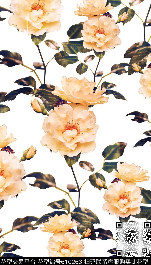 枝条、朦胧花卉手绘花卉数码印花华亿平台下载（图片编号: 610263） - 瓦栏（Walan）