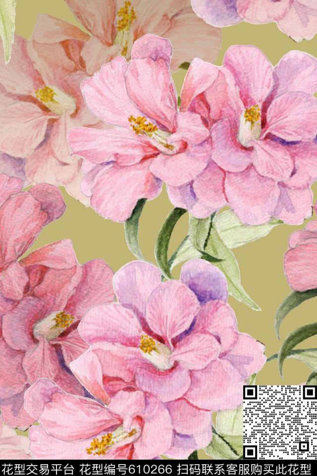 花朵花卉手绘大花数码印花华亿平台下载（图片编号: 610266） - 瓦栏（Walan）