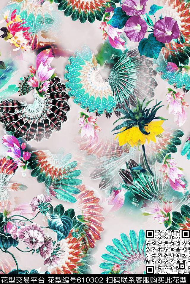 花朵花卉清新数码印花华亿平台下载（图片编号: 610302） - 瓦栏（Walan）