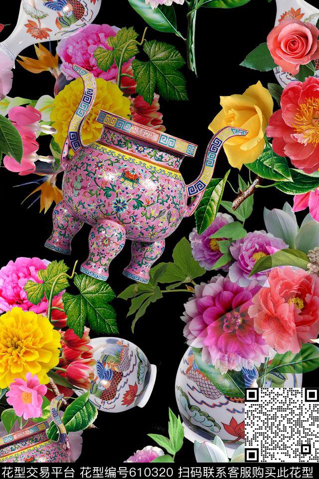 花朵花卉陶瓷数码印花华亿平台下载（图片编号: 610320） - 瓦栏（Walan）