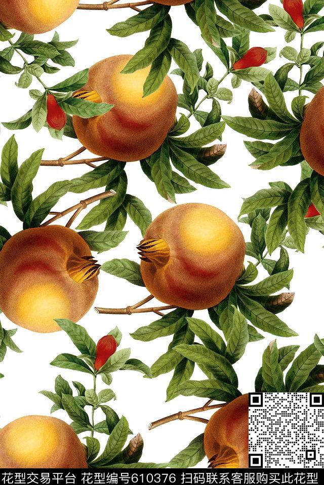 手绘水果花卉数码印花华亿平台下载（图片编号: 610376） - 瓦栏（Walan）