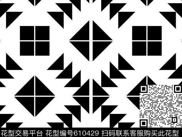 黑白几何传统印花华亿平台下载（图片编号: 610429） - 瓦栏（Walan）