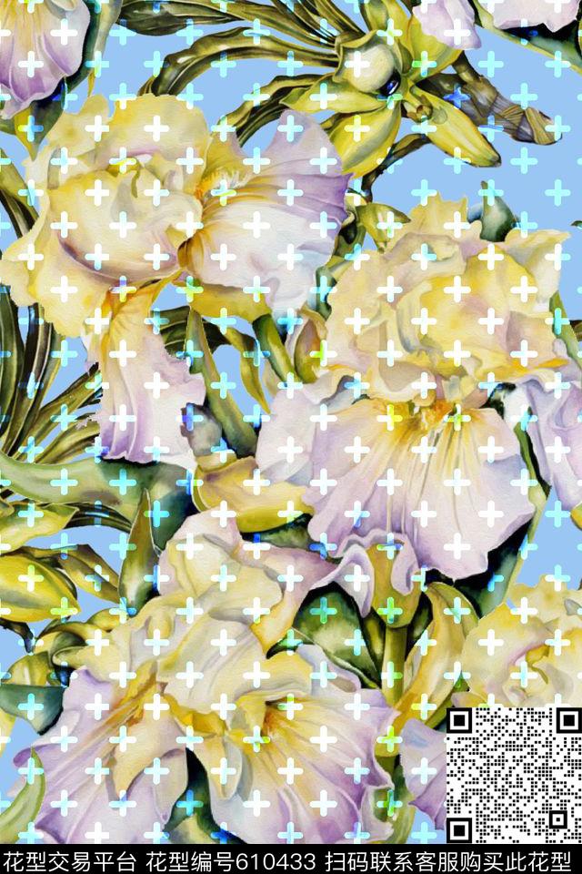 油画花卉几何数码印花华亿平台下载（图片编号: 610433） - 瓦栏（Walan）