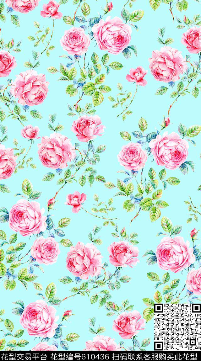 花卉花朵女装数码印花华亿平台下载（图片编号: 610436） - 瓦栏（Walan）
