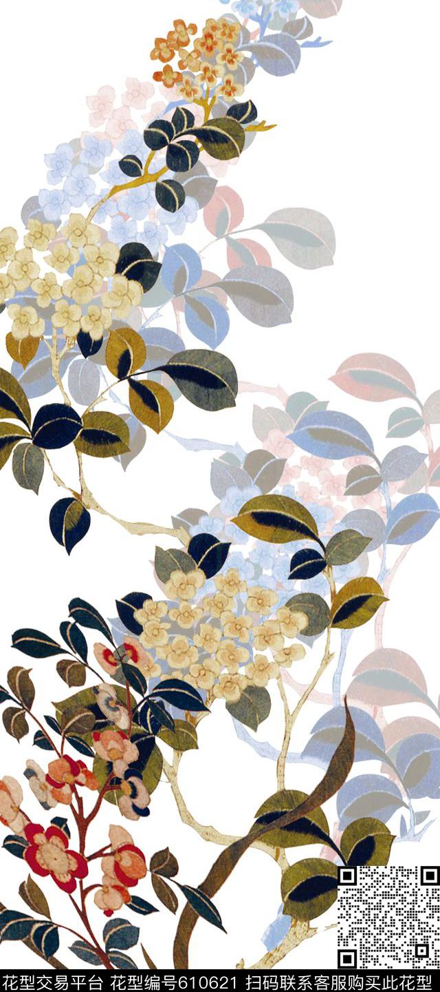浪漫花卉花朵花卉数码印花华亿平台下载（图片编号: 610621） - 瓦栏（Walan）