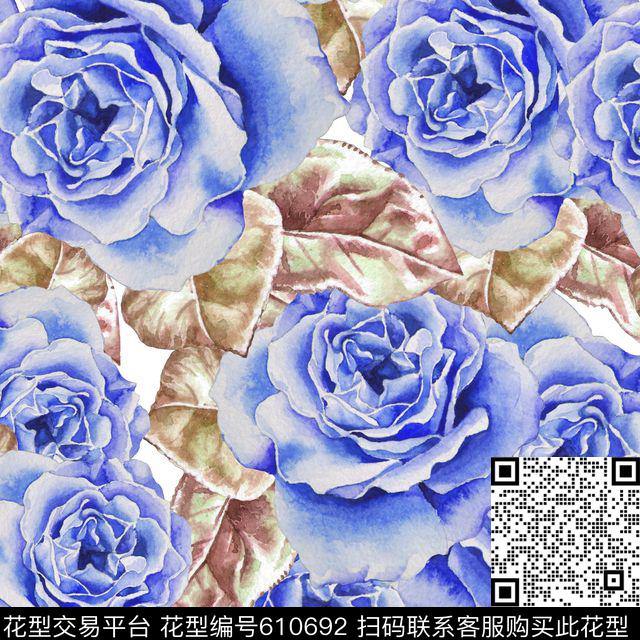 大花牡丹玫瑰数码印花华亿平台下载（图片编号: 610692） - 瓦栏（Walan）