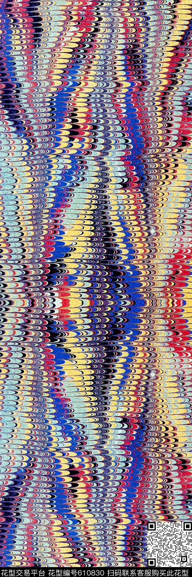 丝巾抽象格子几何数码印花华亿平台下载（图片编号: 610830） - 瓦栏（Walan）