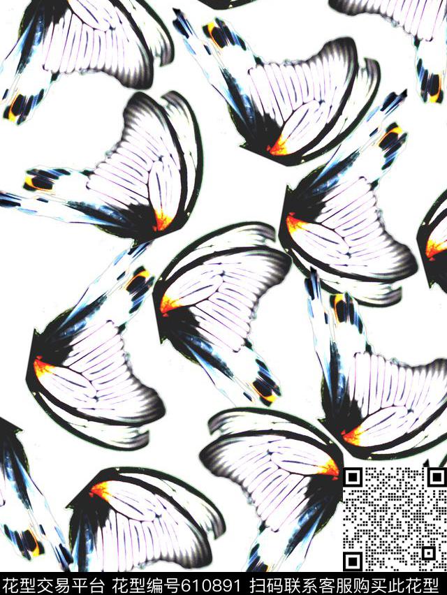 时尚、蝴蝶、翅膀数码印花华亿平台下载（图片编号: 610891） - 瓦栏（Walan）