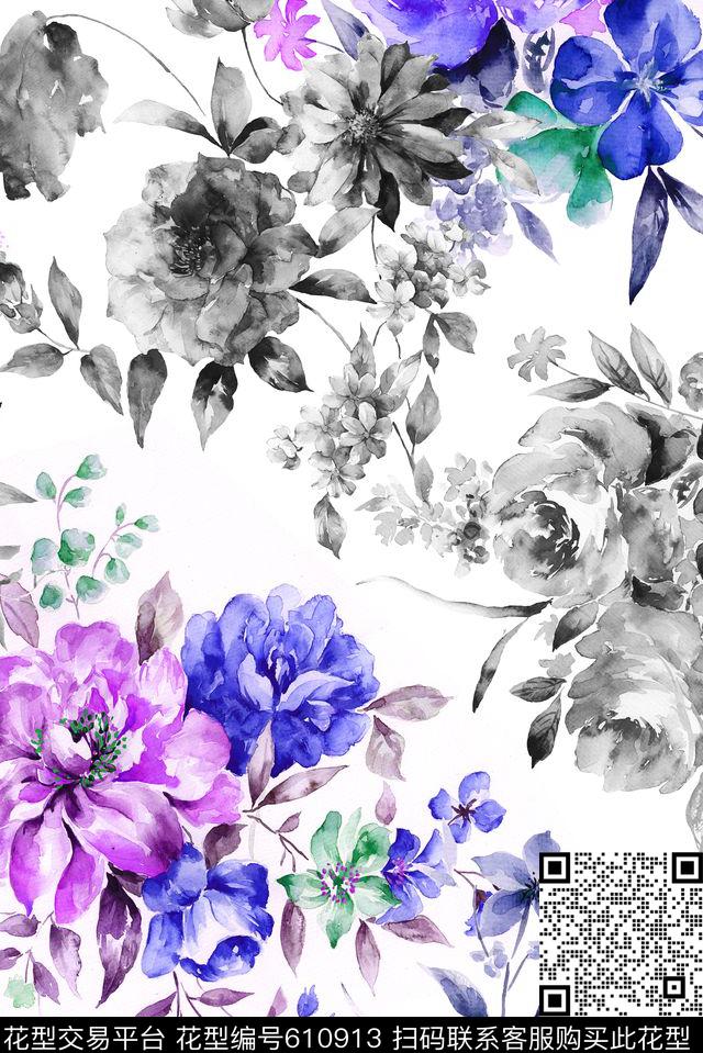 清新清爽水彩数码印花华亿平台下载（图片编号: 610913） - 瓦栏（Walan）