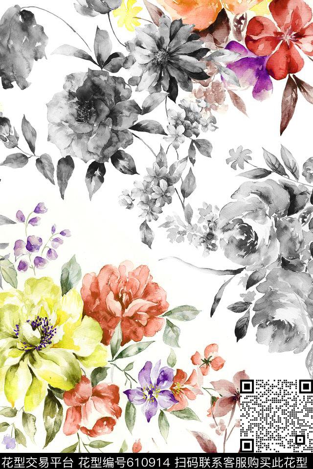 清新清爽水彩数码印花华亿平台下载（图片编号: 610914） - 瓦栏（Walan）