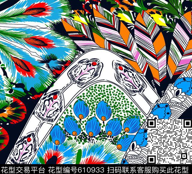 女装羽毛流行趋势数码印花华亿平台下载（图片编号: 610933） - 瓦栏（Walan）