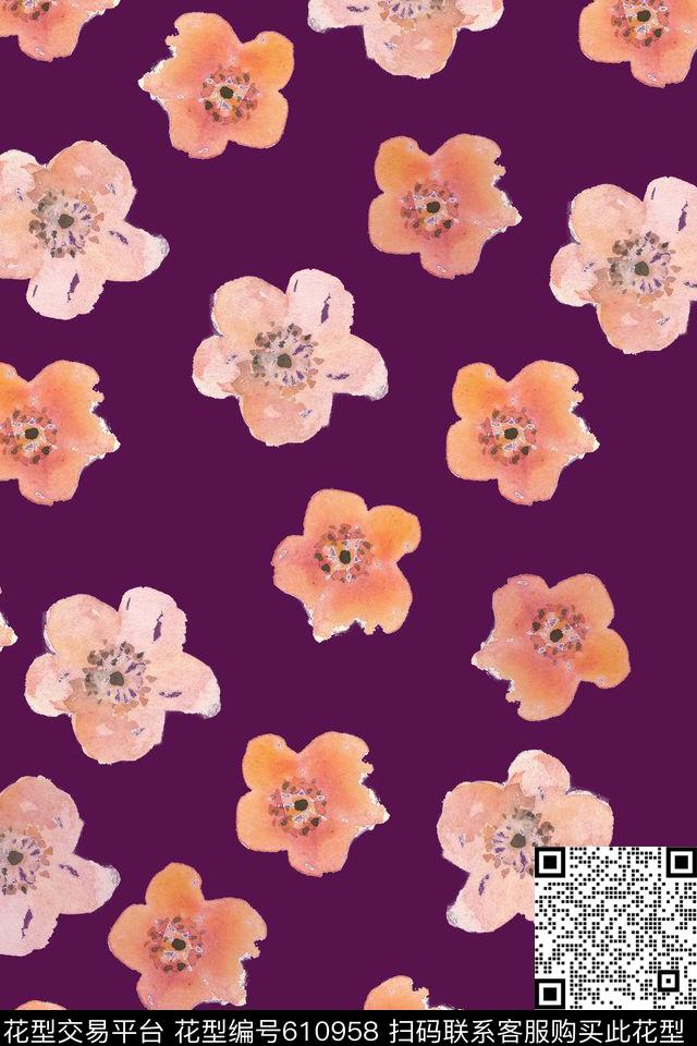花朵小碎花花卉数码印花华亿平台下载（图片编号: 610958） - 瓦栏（Walan）