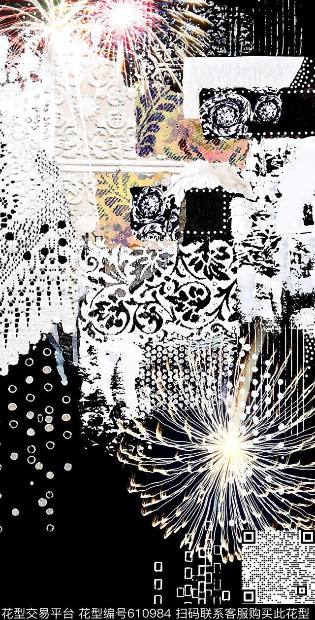 复古板印欧式纹样数码印花华亿平台下载（图片编号: 610984） - 瓦栏（Walan）