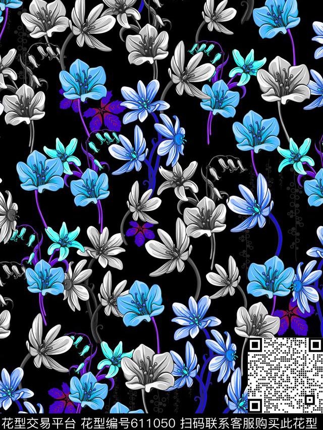 L.D~花卉L.D~水彩L.D~手绘传统印花华亿平台下载（图片编号: 611050） - 瓦栏（Walan）