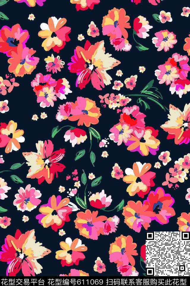 童装花朵花卉传统印花华亿平台下载（图片编号: 611069） - 瓦栏（Walan）