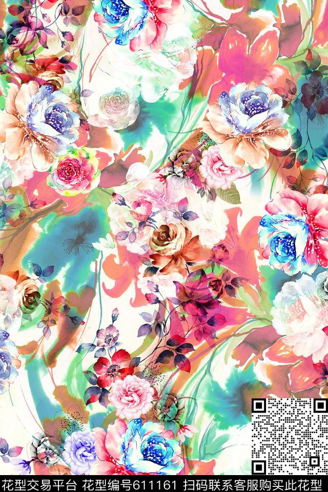 L.D~花卉L.D~水彩L.D~手绘传统印花华亿平台下载（图片编号: 611161） - 瓦栏（Walan）