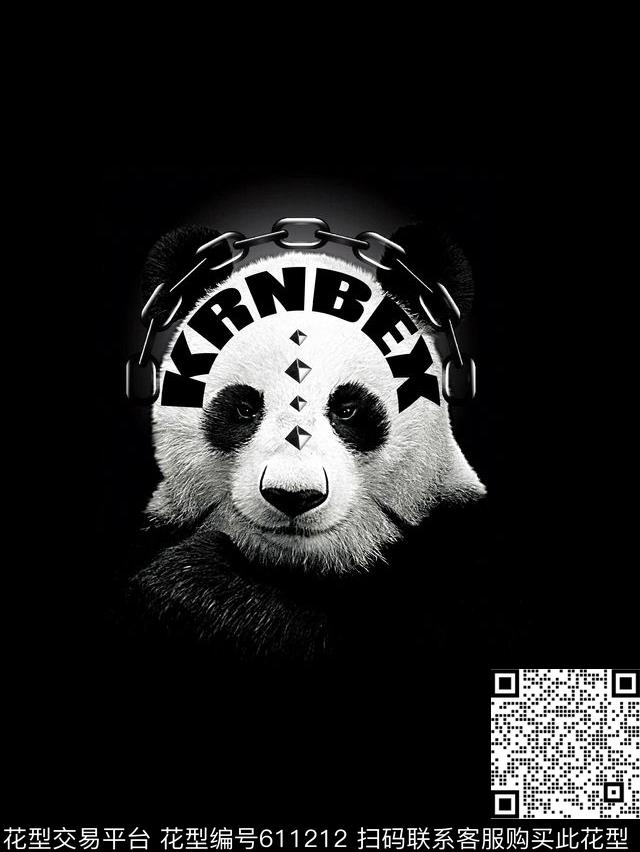 大熊猫朋客风格情侣T恤数码印花华亿平台下载（图片编号: 611212） - 瓦栏（Walan）