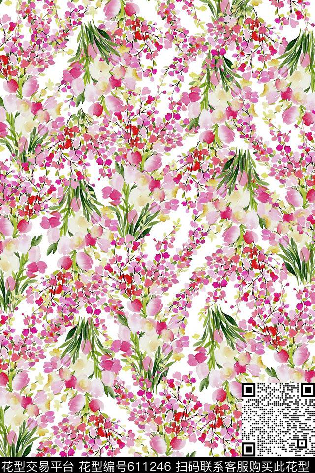 小碎花花卉百合数码印花华亿平台下载（图片编号: 611246） - 瓦栏（Walan）